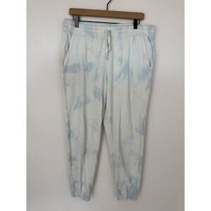 Splendid Tie Dye Jogger Sweatpants Large Blue Peach Soft Knit Lounge Pants
